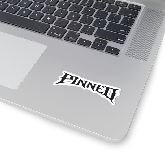 Pinned Logo Kiss-Cut Sticker — Gothic Black Band-Style Decal for Laptops & Gear