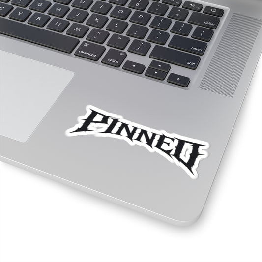 Pinned Logo Kiss-Cut Sticker — Gothic Black Band-Style Decal for Laptops & Gear
